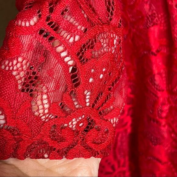 F) My Michelle V-neck Long Sleeve Dress Red Size Zero - Picture 6 of 12